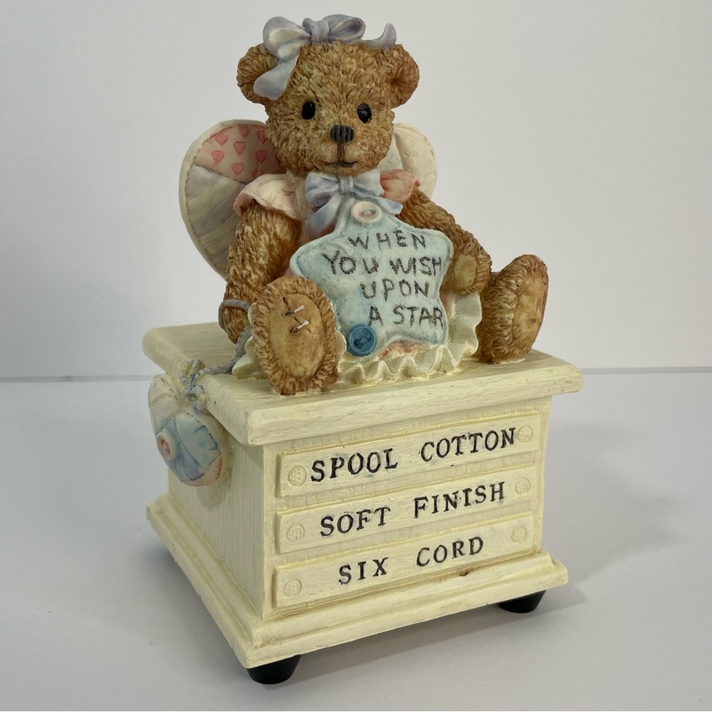 The San Francisco Music Box When You Wish Upon A Star Angel Bear Vintage 1996 - Picture 1 of 17